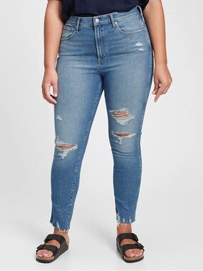 GAP High-Rise Vintage Slim Distressed Blue Jeans